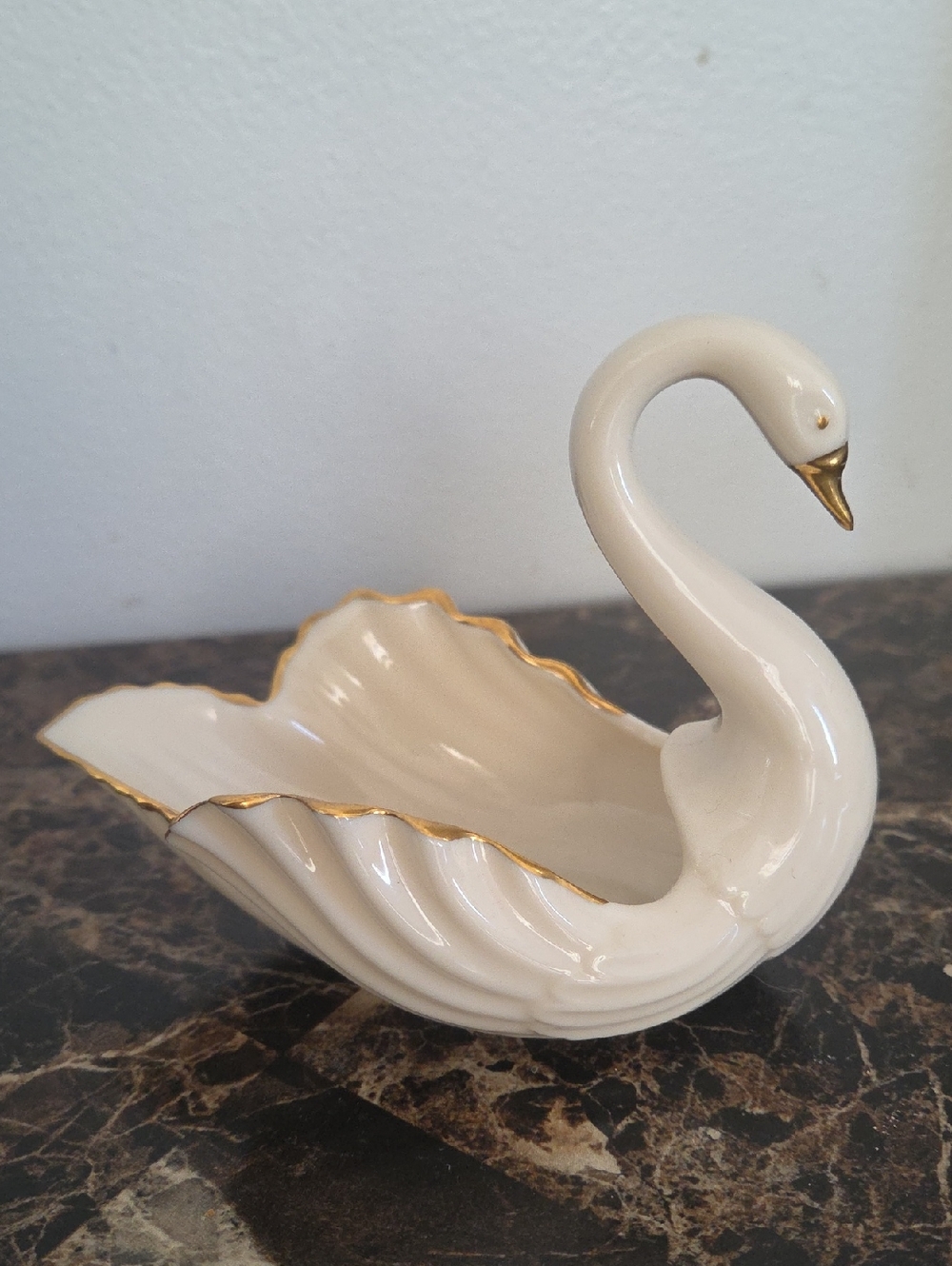 Vintage Lenox Swan Gold Trim Trinket Dish 5" X 4" X 2.5"